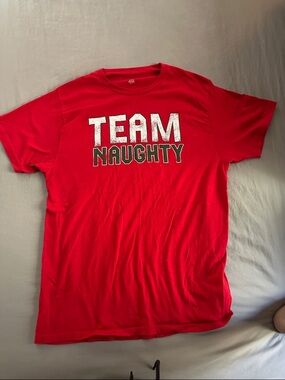 Holiday Time Red "Team Naughty" Short Sleeve Graphic Tee